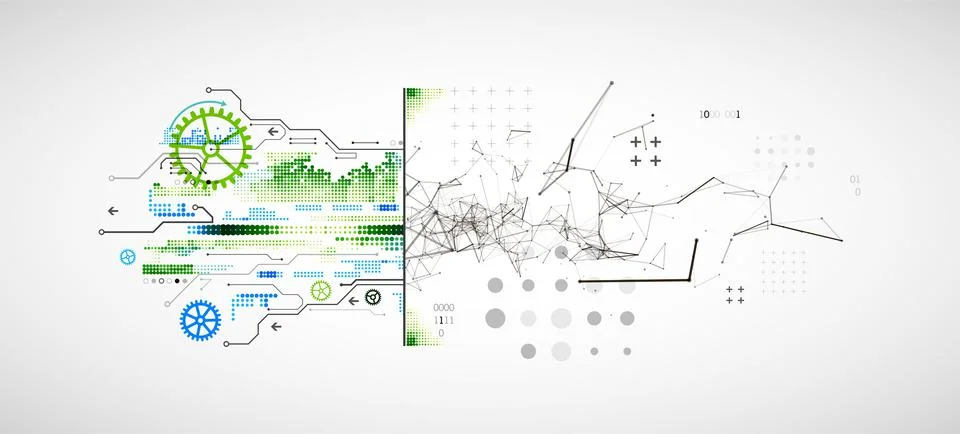 Abstract background on technological and scientific topics. Plexus effect wit Stock Illustration