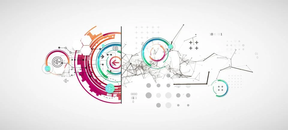 Abstract background on technological and scientific topics. Plexus effect wit 스톡 일러스트