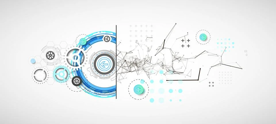 Abstract background on technological and scientific topics. Plexus effect wit Stock Illustration