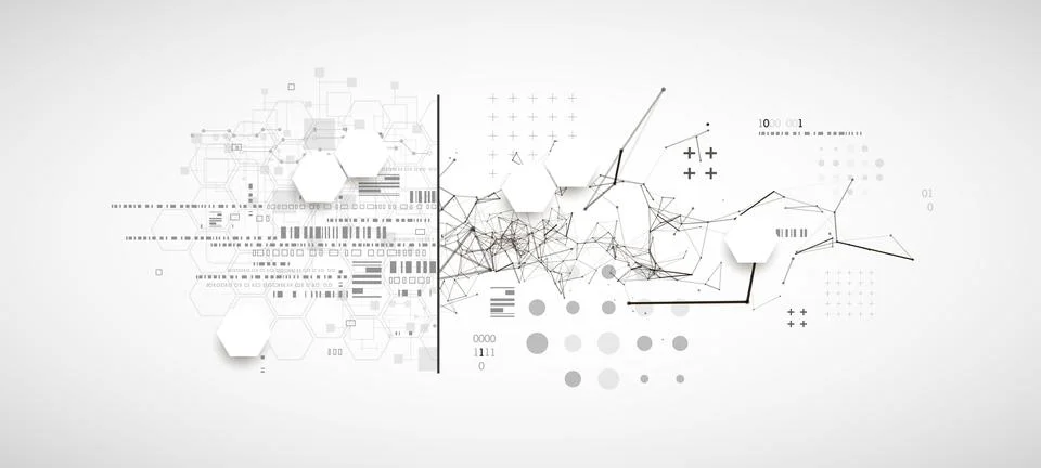 Abstract background on technological and scientific topics. Plexus effect wit Stock Illustration