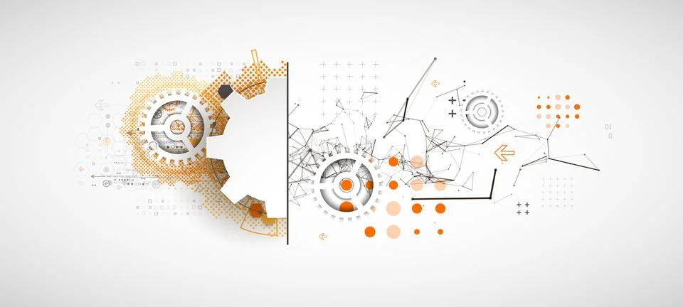 Abstract background on technological and scientific topics. Plexus effect wit Stock Illustration