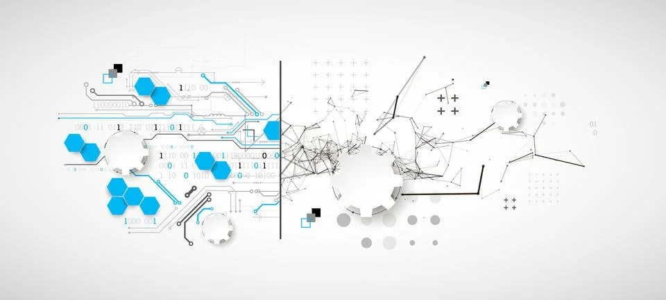Abstract background on technological and scientific topics. Plexus effect wit Stock Illustration