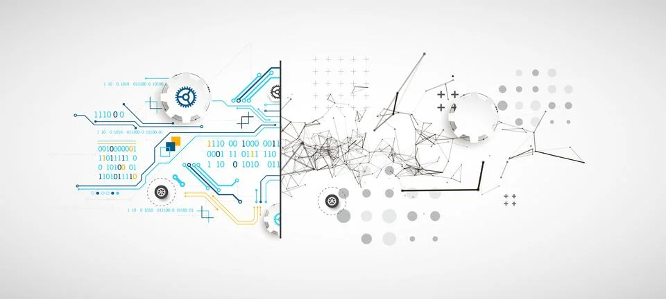 Abstract background on technological and scientific topics. Plexus effect wit Stock Illustration