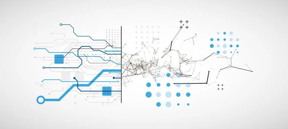 Abstract background on technological and scientific topics. Plexus effect wit Stock Illustration