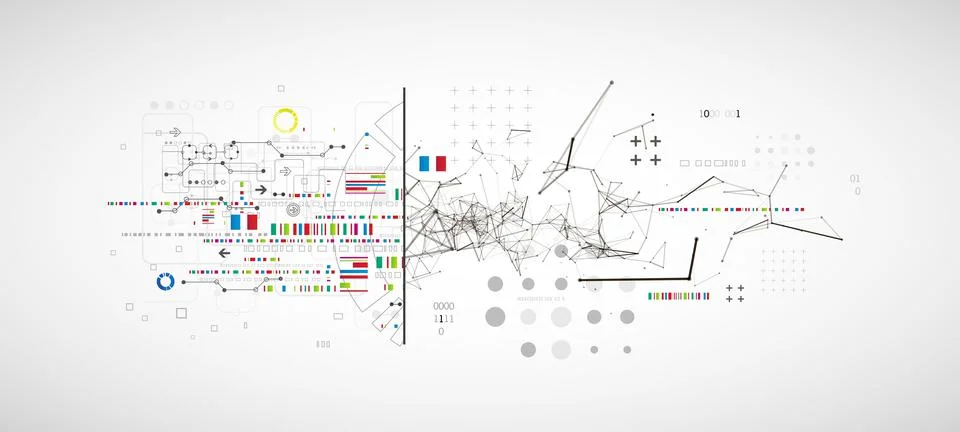 Abstract background on technological and scientific topics. Plexus effect wit Stock Illustration