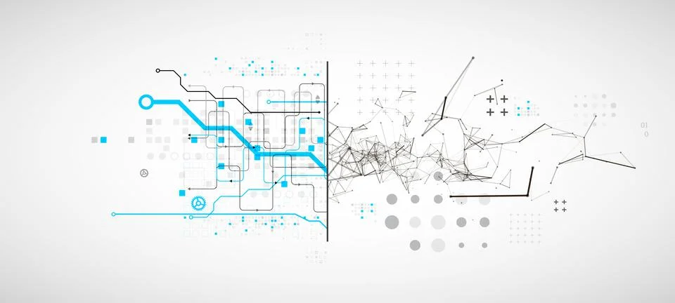 Abstract background on technological and scientific topics. Plexus effect wit Stock Illustration