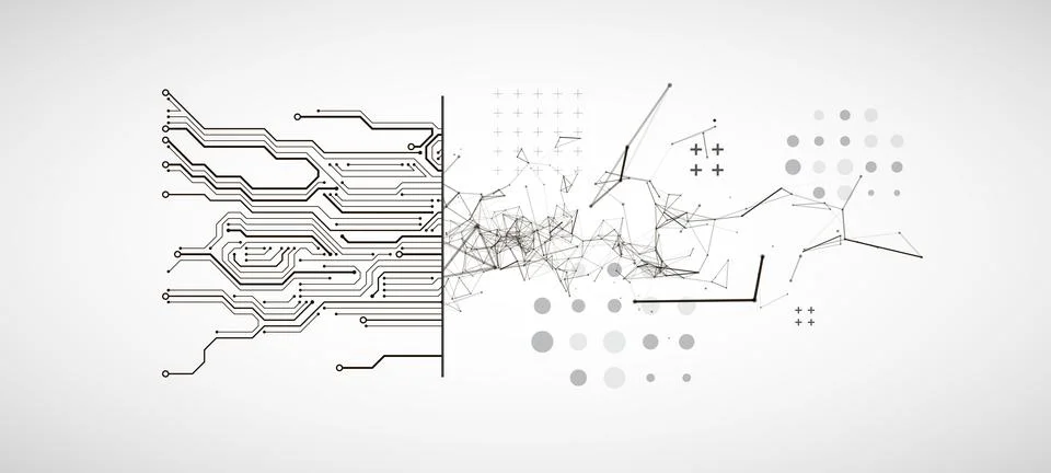 Abstract background on technological and scientific topics. Plexus effect wit 스톡 일러스트