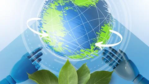 Abstract Background. Technology Ai and Future green world Stock Illustration
