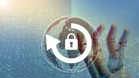 Abstract Background. Technology Ai and Blockchain Concept and protect data Stock Illustration