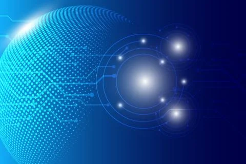 Abstract background technology halftone dots blue vector design Ilustración de archivo