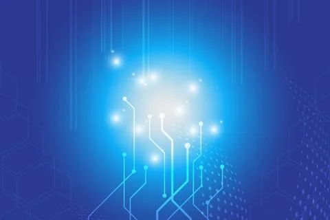 Abstract background technology halftone dots blue vector design Ilustração Stock