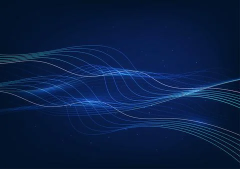 Abstract background technology. Layered flowing particle waves. Represents .. Stock Illustration