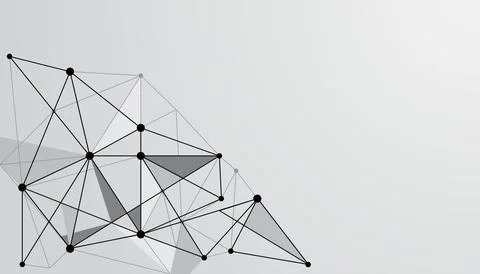 Abstract background technology style white low poly connection with nodes. Gl Stock Illustration