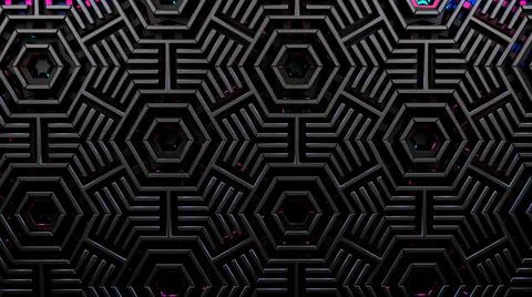 Abstract background with technology styled 3d pattern in hexagonal grid. 3D Illustrazione stock
