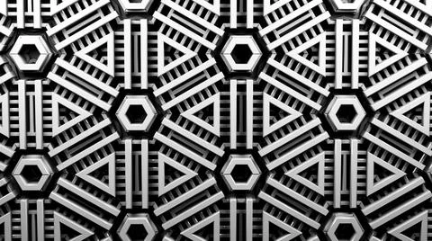 Abstract background with technology styled 3d pattern in hexagonal grid. 3D Illustrazione stock