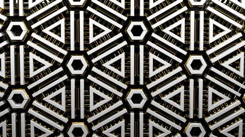 Abstract background with technology styled 3d pattern in hexagonal grid with Stock Illustration