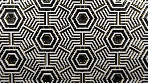 Abstract background with technology styled 3d pattern in hexagonal grid with Stock Illustration