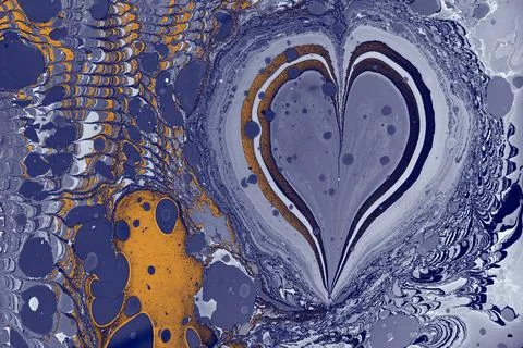Abstract background templates with  Ebru marbling heart shape patterns Stock Illustration