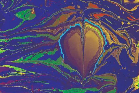 Abstract background templates with  Ebru marbling heart shape patterns Stock Illustration