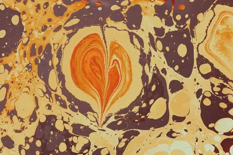 Abstract background templates with  Ebru marbling heart shape patterns Stock Illustration