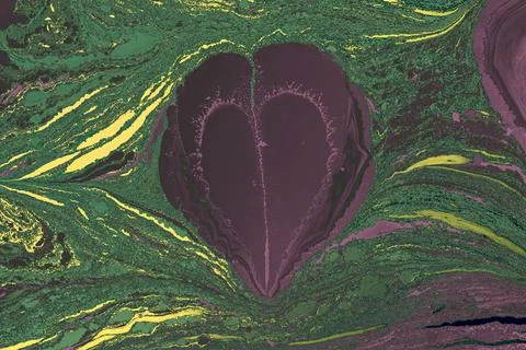 Abstract background templates with  Ebru marbling heart shape patterns Stock Illustration