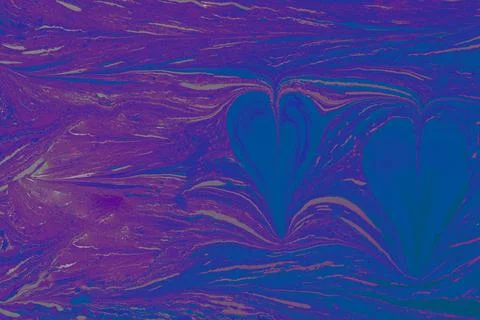 Abstract background templates with  Ebru marbling heart shape patterns Stock Illustration