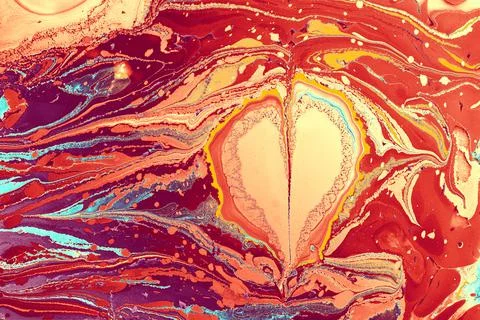 Abstract background templates with  Ebru marbling heart shape patterns Stock Illustration