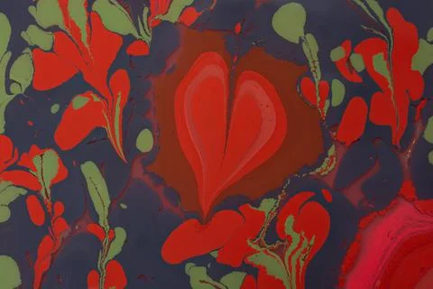 Abstract background templates with  Ebru marbling heart shape patterns Stock Illustration