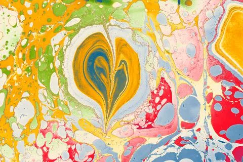 Abstract background templates with  Ebru marbling heart shape patterns Stock Illustration