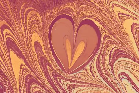 Abstract background templates with  Ebru marbling heart shape patterns Stock Illustration