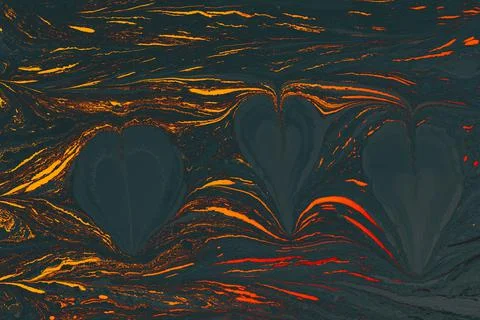 Abstract background templates with  Ebru marbling heart shape patterns Stock Illustration