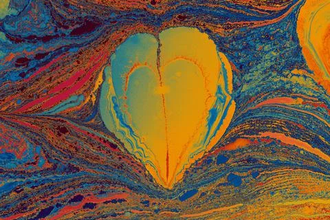 Abstract background templates with  Ebru marbling heart shape patterns Stock Illustration