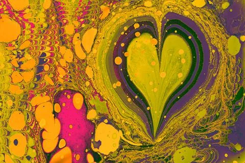 Abstract background templates with  Ebru marbling heart shape patterns Foto stock