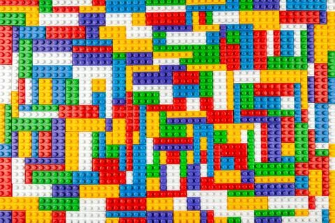 Abstract background texture of colored constructor blocks. Background of colo Stock Photos