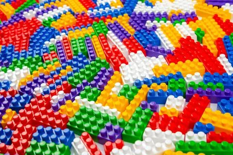 Abstract background texture of colored constructor blocks. Background of colo Stock Photos