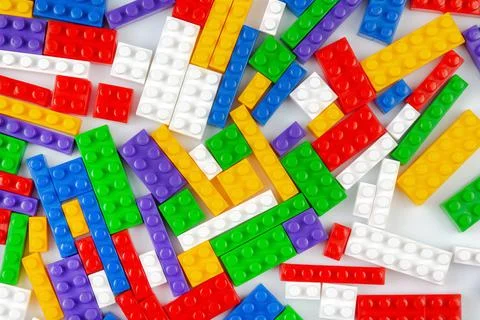 Abstract background texture of colored constructor blocks. Background of colo Stock Photos