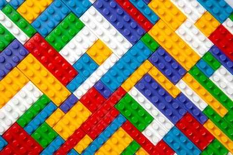 Abstract background texture of colored constructor blocks. Background of colo Stock Photos