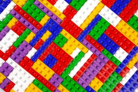 Abstract background texture of colored constructor blocks. Background of colo Stock Photos
