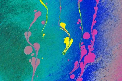 Abstract background  texture with  Ebru marbling painting with floral pattern Stock Photos
