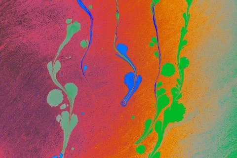 Abstract background  texture with  Ebru marbling painting with floral pattern 写真素材