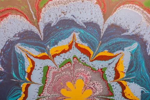 Abstract background  texture with  Ebru marbling painting with floral pattern 写真素材