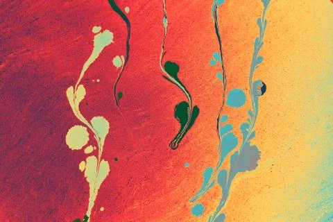 Abstract background  texture with  Ebru marbling painting with floral pattern Stock Photos