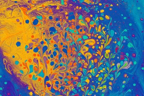 Abstract background  texture with  Ebru marbling painting with floral pattern 写真素材