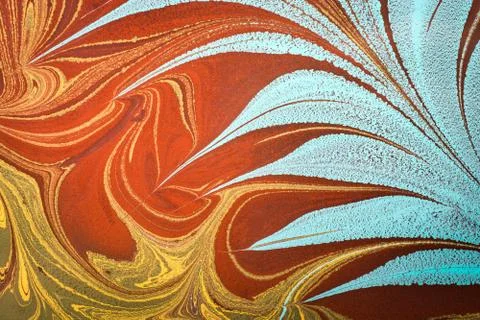 Abstract background  texture with  Ebru marbling painting with floral pattern Stock Photos