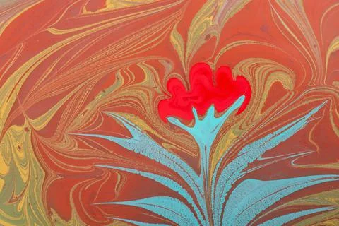 Abstract background  texture with  Ebru marbling painting with floral pattern Stock Photos