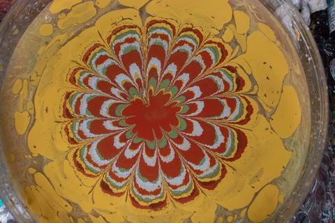 Abstract background  texture with  Ebru marbling painting with floral pattern 写真素材