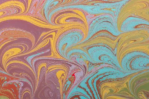Abstract background  texture with  Ebru marbling painting with floral pattern Stock Photos