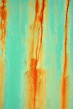 Abstract Background Texture of Orange Rust on Green Metal Abstract Backgro... Foto stock