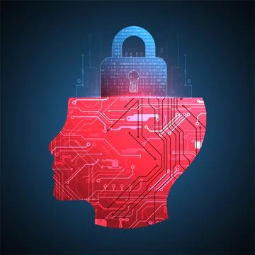 Abstract background on the theme of artificial intelligence. Head shape with  스톡 일러스트