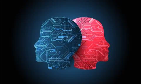 Abstract background on the theme of artificial intelligence. Head shape with  스톡 일러스트